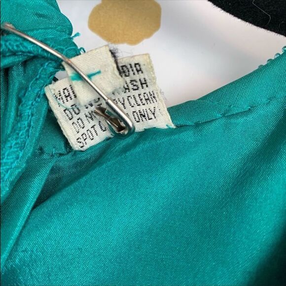 Scarlet Rage Vintage Silk Sequin Teal Mini Dress M - Picture 7 of 7